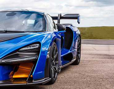 blue racing car on race track