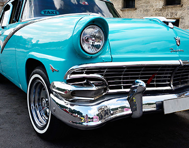 light blue classic car