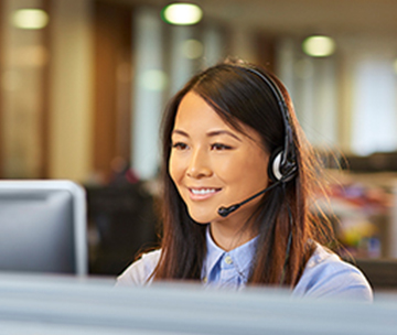 happy young lady working in a call centre